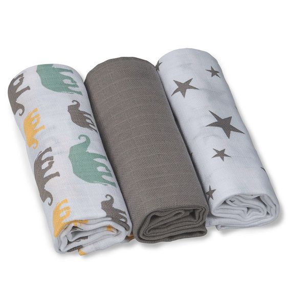 Grünspecht Mullwindel 3er Pack 70 x 70 cm - Taupe