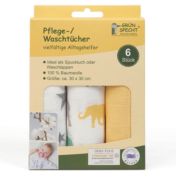 Grünspecht Pflegetuch 6er Pack 30 x 30 cm - Mango