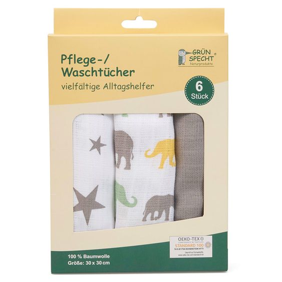 Grünspecht Pflegetuch 6er Pack 30 x 30 cm - Taupe
