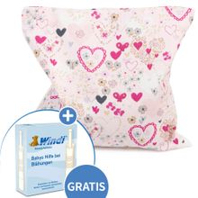 Wärmekissen mit Traubenkern-Füllung + GRATIS Windi- Babys Hilfe bei Blähungen 1 Stück - Herzchen Rosa