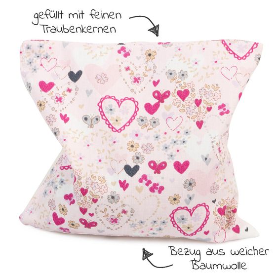 Grünspecht Heat pad with grape seed filling + FREE Windi- Baby's help with flatulence 1 piece - Heart Pink