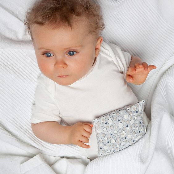 Grünspecht Wärmekissen mit Traubenkern-Füllung + GRATIS Windi- Babys Hilfe bei Blähungen 1 Stück - Kreise Hellblau