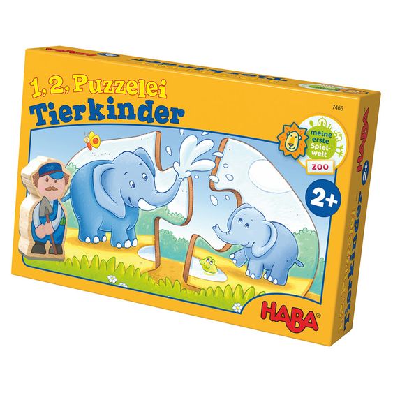 Haba 1, 2, puzzle animal children with play figure - 21 parts