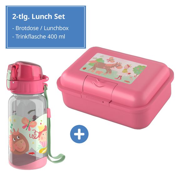 Haba 2-piece lunch set lunch box & drinking bottle - princess & horse
