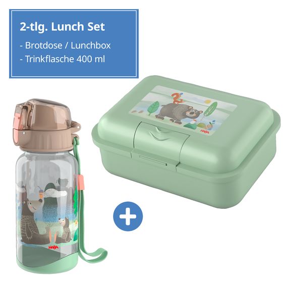Haba 2-piece lunch set lunch box & water bottle - forest