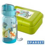 2-piece economy set drinking bottle 400 ml + lunch box - dinosaurs