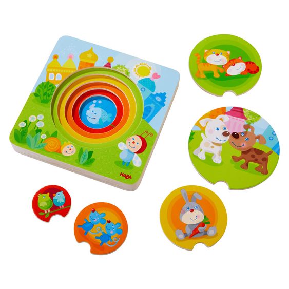 Haba Holzpuzzle - Kunterbunte Tierkinder
