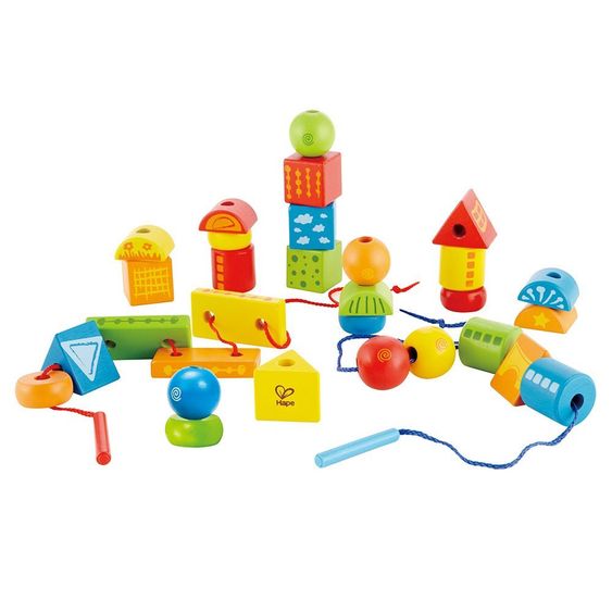 Hape 32-tlg. Set Fädel-Klötze