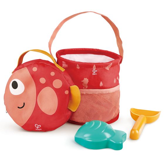 Hape 4-piece foldable beach play set incl. bucket, shovel, mold and storage bag