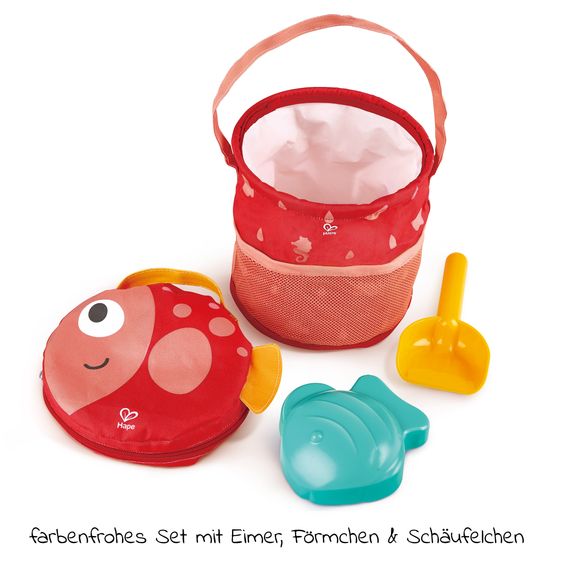 Hape 4-teiliges Strand-Spielset faltbar inkl. Eimer, Schaufel, Förmchen und Aufbewahrungstasche