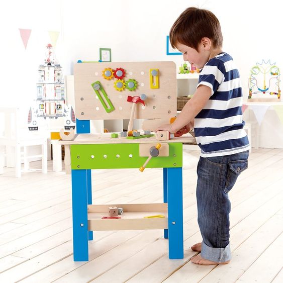 Hape Meister workbench with large set of accessories