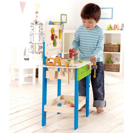 Hape Meister workbench with large set of accessories