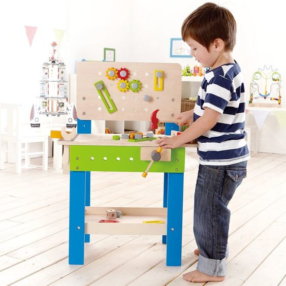 Hape Meister workbench with large set of accessories