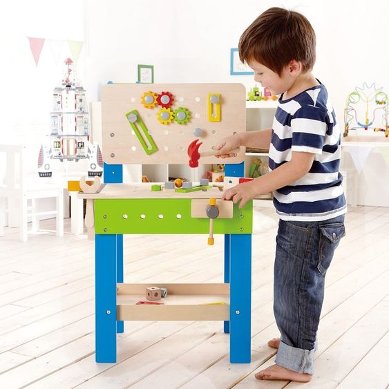 Hape Meister workbench with large set of accessories