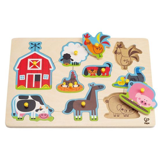 Hape Steckpuzzle Bauernhoftiere