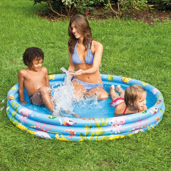 Happy People Piscina per bambini rotonda 180 x 30 cm - Sea World - Blu