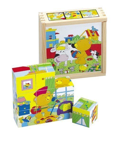 Happy People Würfel-Puzzle mit Holzbox - Teddy