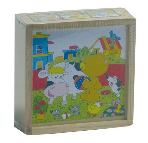 Happy People Würfel-Puzzle mit Holzbox - Teddy