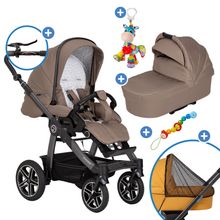 2in1 baby carriage set Racer GTS up to 22 kg load capacity with folding bag Trend, mosquito net, rain cover, pacifier chain & play animal - Happy Feet