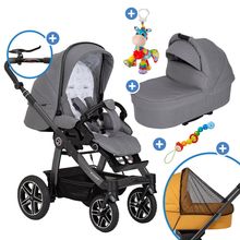 2in1 baby carriage set Racer GTS up to 22 kg load capacity with folding bag Trend, mosquito net, rain cover, pacifier chain & play animal - Little Zoo