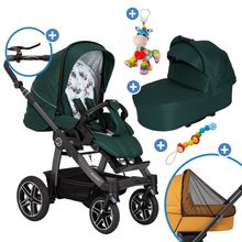 2in1 baby carriage set Racer GTS up to 22 kg load capacity with folding bag Trend, mosquito net, rain cover, pacifier chain & play animal - Panda Family