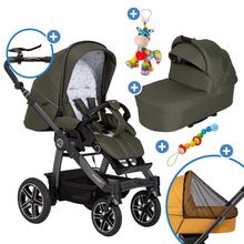 2in1 baby carriage set Racer GTS up to 22 kg load capacity with folding bag Trend, mosquito net, rain cover, pacifier chain & play animal - Rainbow