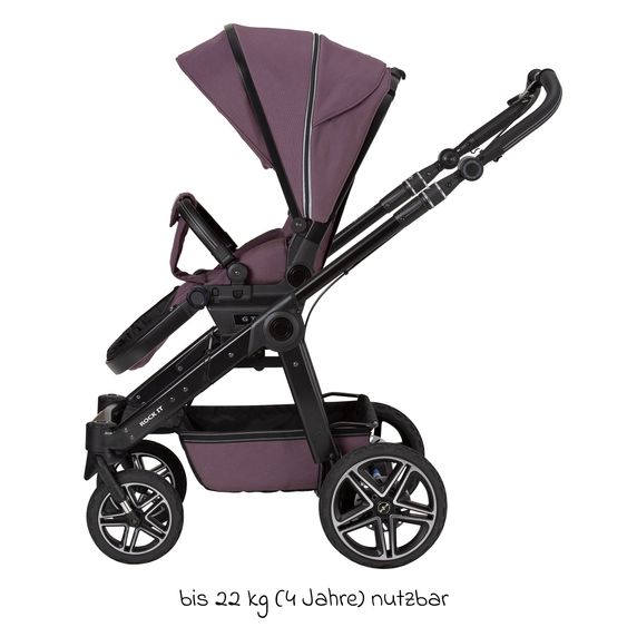 Hartan 2in1 Kombi-Kinderwagen-Set Rock IT GTR Outdoor bis 22 kg belastbar mit Knickschieber, Handbremse, Sportsitz, Falttasche Premium & Regenschutz - Amethyst