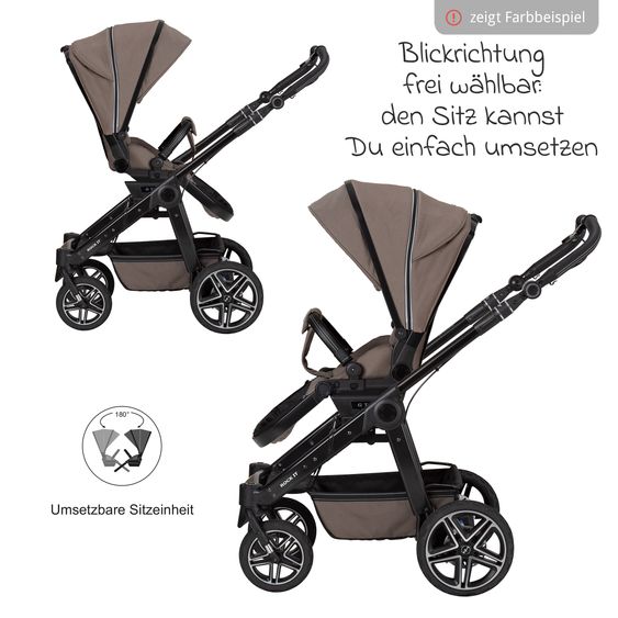 Hartan 2in1 Kombi-Kinderwagen-Set Rock IT GTR Outdoor bis 22 kg belastbar mit Knickschieber, Handbremse, Sportsitz, Falttasche Premium & Regenschutz - Amethyst