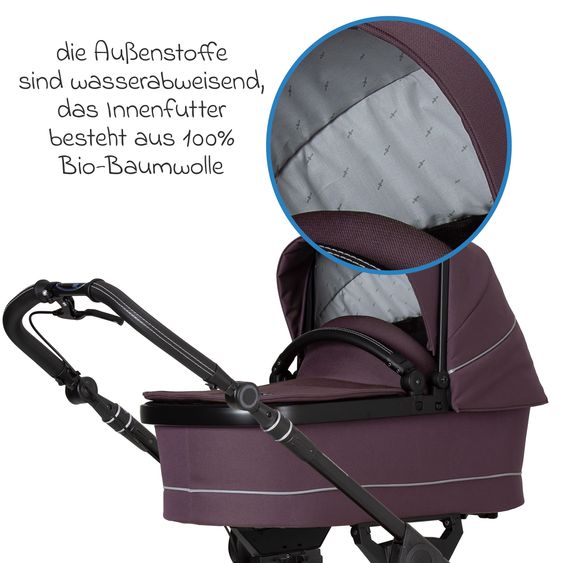 Hartan 2in1 Kombi-Kinderwagen-Set Rock IT GTR Outdoor bis 22 kg belastbar mit Knickschieber, Handbremse, Sportsitz, Falttasche Premium & Regenschutz - Amethyst