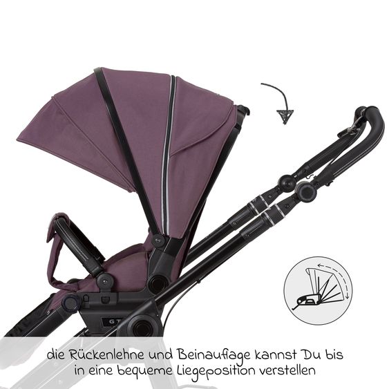 Hartan 2in1 Kombi-Kinderwagen-Set Rock IT GTR Outdoor bis 22 kg belastbar mit Knickschieber, Handbremse, Sportsitz, Falttasche Premium & Regenschutz - Amethyst