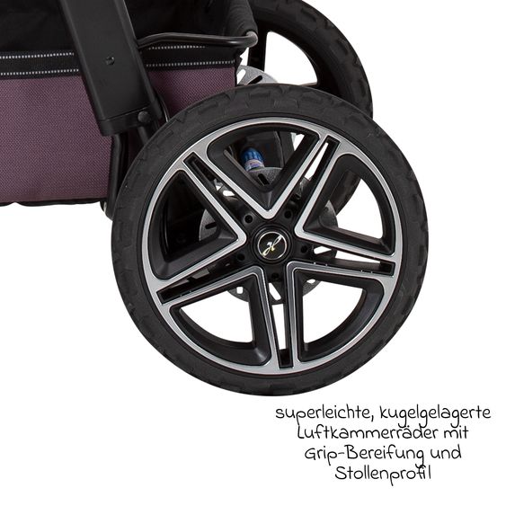 Hartan 2in1 Kombi-Kinderwagen-Set Rock IT GTR Outdoor bis 22 kg belastbar mit Knickschieber, Handbremse, Sportsitz, Falttasche Premium & Regenschutz - Amethyst