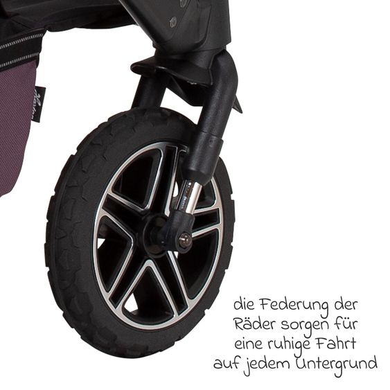 Hartan 2in1 Kombi-Kinderwagen-Set Rock IT GTR Outdoor bis 22 kg belastbar mit Knickschieber, Handbremse, Sportsitz, Falttasche Premium & Regenschutz - Amethyst