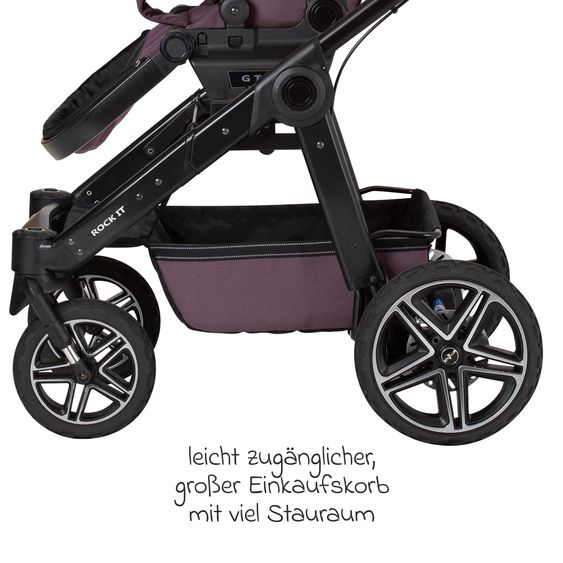 Hartan 2in1 Kombi-Kinderwagen-Set Rock IT GTR Outdoor bis 22 kg belastbar mit Knickschieber, Handbremse, Sportsitz, Falttasche Premium & Regenschutz - Amethyst