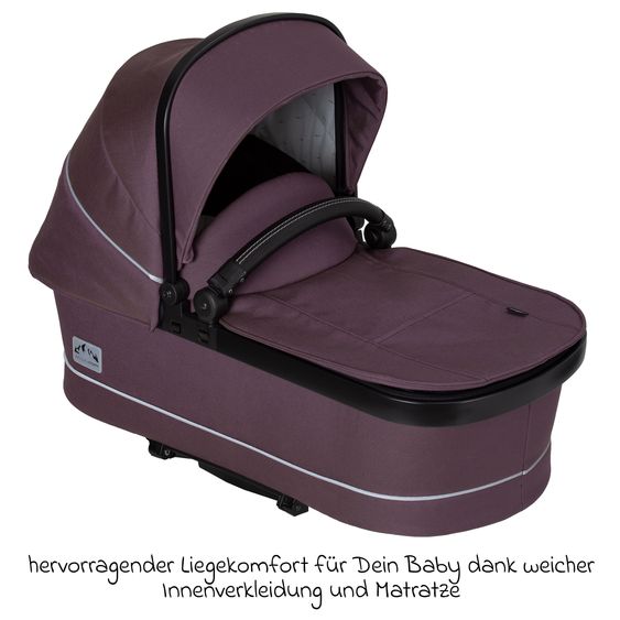 Hartan 2in1 Kombi-Kinderwagen-Set Rock IT GTR Outdoor bis 22 kg belastbar mit Knickschieber, Handbremse, Sportsitz, Falttasche Premium & Regenschutz - Amethyst