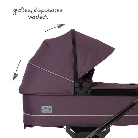 Hartan 2in1 Kombi-Kinderwagen-Set Rock IT GTR Outdoor bis 22 kg belastbar mit Knickschieber, Handbremse, Sportsitz, Falttasche Premium & Regenschutz - Amethyst