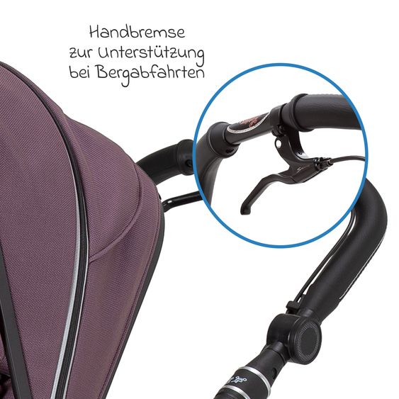 Hartan 2in1 Kombi-Kinderwagen-Set Rock IT GTR Outdoor bis 22 kg belastbar mit Knickschieber, Handbremse, Sportsitz, Falttasche Premium & Regenschutz - Amethyst