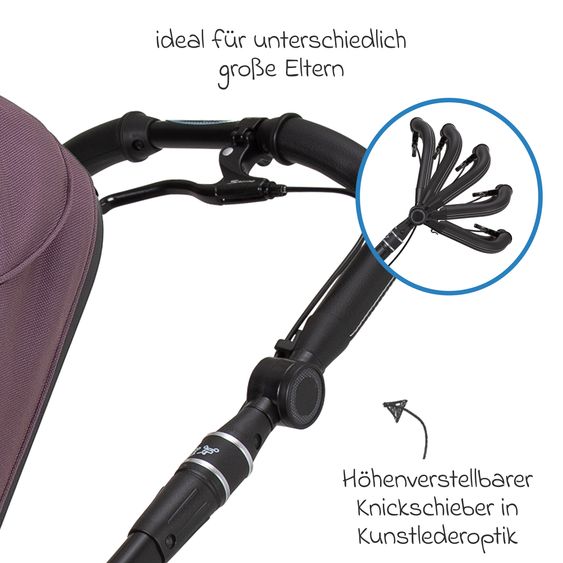 Hartan 2in1 Kombi-Kinderwagen-Set Rock IT GTR Outdoor bis 22 kg belastbar mit Knickschieber, Handbremse, Sportsitz, Falttasche Premium & Regenschutz - Amethyst