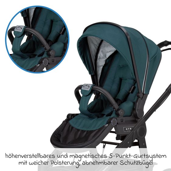 Hartan 2in1 Kombi-Kinderwagen-Set Rock IT GTR Outdoor bis 22 kg belastbar mit Knickschieber, Handbremse, Sportsitz, Falttasche Premium & Regenschutz - Leaf