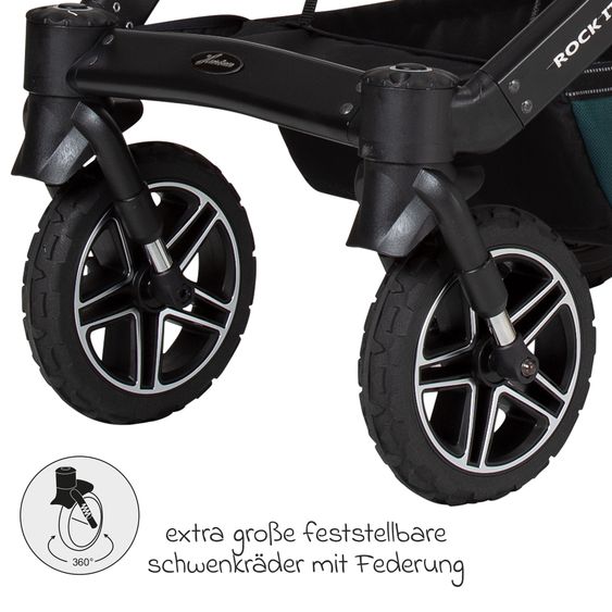 Hartan 2in1 Kombi-Kinderwagen-Set Rock IT GTR Outdoor bis 22 kg belastbar mit Knickschieber, Handbremse, Sportsitz, Falttasche Premium & Regenschutz - Leaf