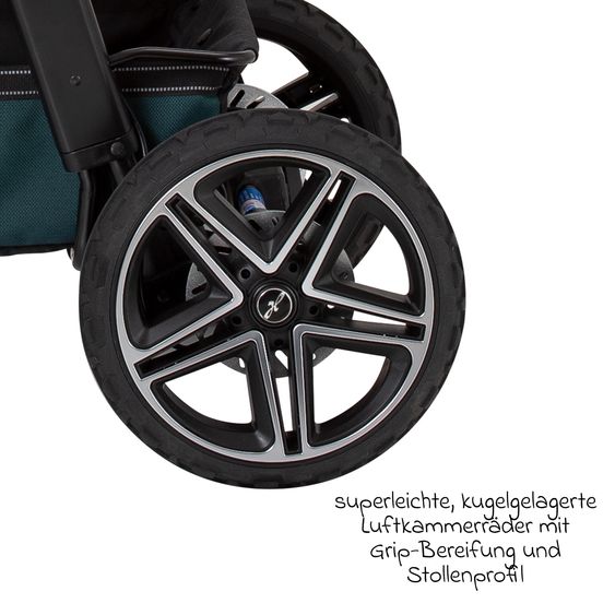 Hartan 2in1 Kombi-Kinderwagen-Set Rock IT GTR Outdoor bis 22 kg belastbar mit Knickschieber, Handbremse, Sportsitz, Falttasche Premium & Regenschutz - Leaf