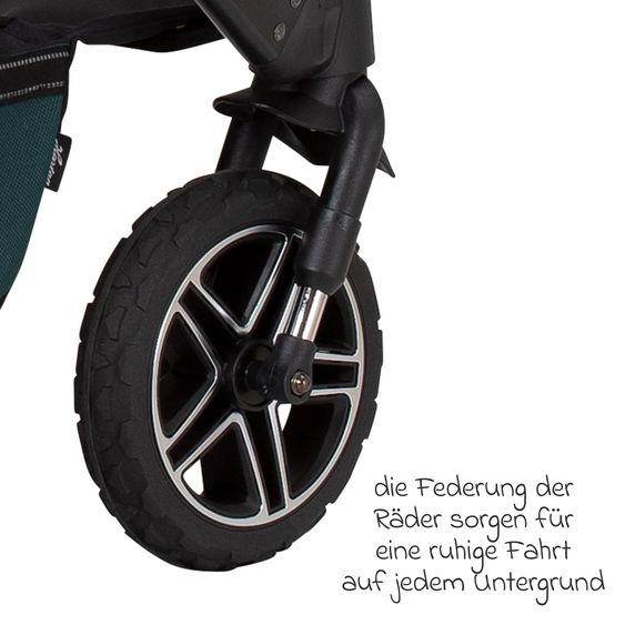 Hartan 2in1 Kombi-Kinderwagen-Set Rock IT GTR Outdoor bis 22 kg belastbar mit Knickschieber, Handbremse, Sportsitz, Falttasche Premium & Regenschutz - Leaf