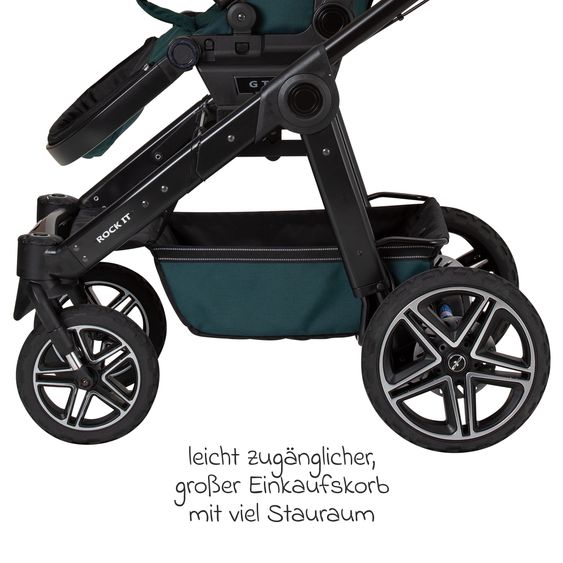 Hartan 2in1 Kombi-Kinderwagen-Set Rock IT GTR Outdoor bis 22 kg belastbar mit Knickschieber, Handbremse, Sportsitz, Falttasche Premium & Regenschutz - Leaf