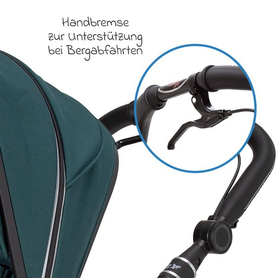 Hartan 2in1 Kombi-Kinderwagen-Set Rock IT GTR Outdoor bis 22 kg belastbar mit Knickschieber, Handbremse, Sportsitz, Falttasche Premium & Regenschutz - Leaf