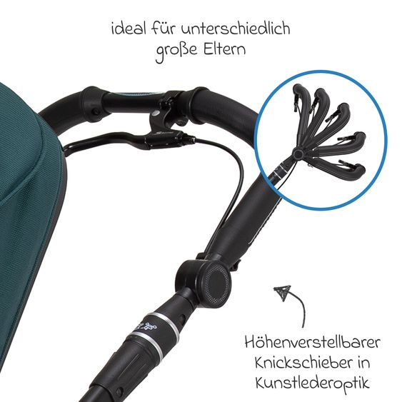 Hartan 2in1 Kombi-Kinderwagen-Set Rock IT GTR Outdoor bis 22 kg belastbar mit Knickschieber, Handbremse, Sportsitz, Falttasche Premium & Regenschutz - Leaf