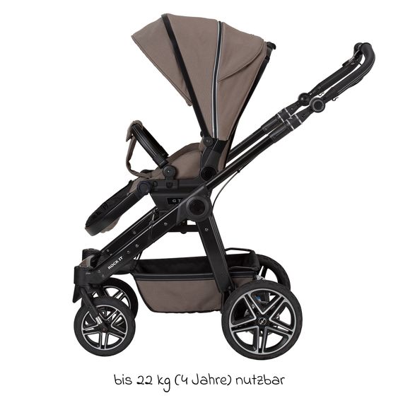 Hartan 2in1 Kombi-Kinderwagen-Set Rock IT GTR Outdoor bis 22 kg belastbar mit Knickschieber, Handbremse, Sportsitz, Falttasche Premium & Regenschutz - Toffee