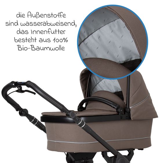 Hartan 2in1 Kombi-Kinderwagen-Set Rock IT GTR Outdoor bis 22 kg belastbar mit Knickschieber, Handbremse, Sportsitz, Falttasche Premium & Regenschutz - Toffee