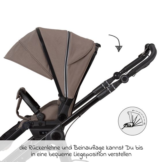 Hartan 2in1 Kombi-Kinderwagen-Set Rock IT GTR Outdoor bis 22 kg belastbar mit Knickschieber, Handbremse, Sportsitz, Falttasche Premium & Regenschutz - Toffee