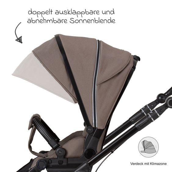 Hartan 2in1 Kombi-Kinderwagen-Set Rock IT GTR Outdoor bis 22 kg belastbar mit Knickschieber, Handbremse, Sportsitz, Falttasche Premium & Regenschutz - Toffee