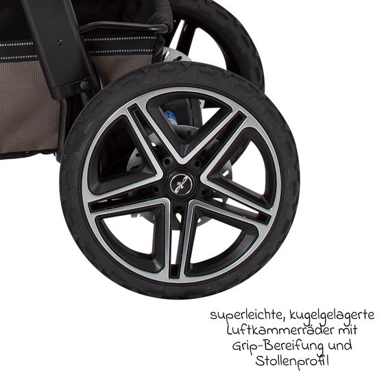 Hartan 2in1 Kombi-Kinderwagen-Set Rock IT GTR Outdoor bis 22 kg belastbar mit Knickschieber, Handbremse, Sportsitz, Falttasche Premium & Regenschutz - Toffee