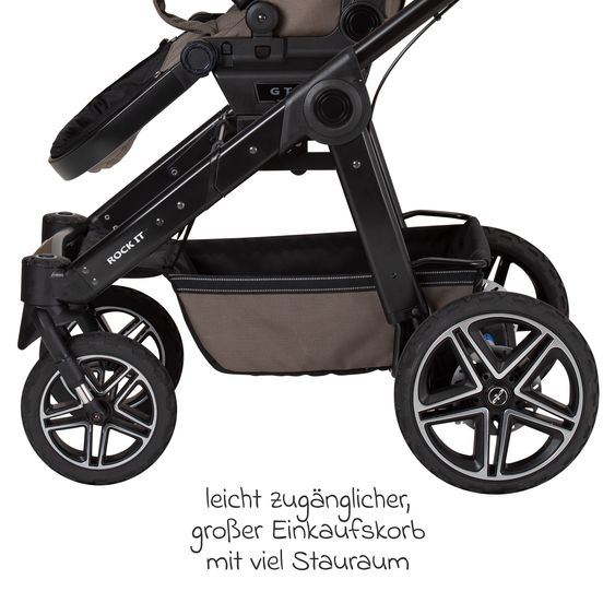 Hartan 2in1 Kombi-Kinderwagen-Set Rock IT GTR Outdoor bis 22 kg belastbar mit Knickschieber, Handbremse, Sportsitz, Falttasche Premium & Regenschutz - Toffee